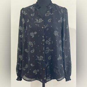 Democracy S Black Sheath Paisley Women's Button Up Top‎ 597